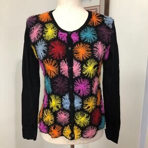 VTG Joseph A. Multicolor Mohair Blend Cardigan Sweater Tag M Fit S Y2K Artsy
